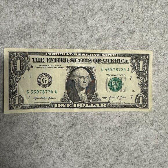 Fancy Serial Number B46557789C Seven Digit Broken Ladder One Dollar - Picture 2 of 3